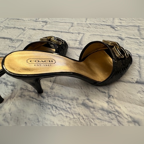 Coach black patent heels Hazel sz 7.5 M. In original box - Picture 4 of 7